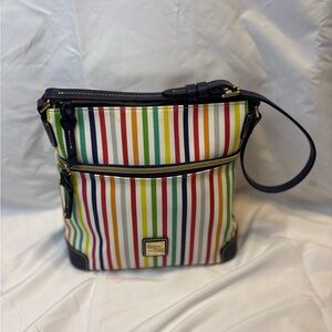 Dooney and Bourke Navy Trim Multicolor Stripe Crossbody Bag